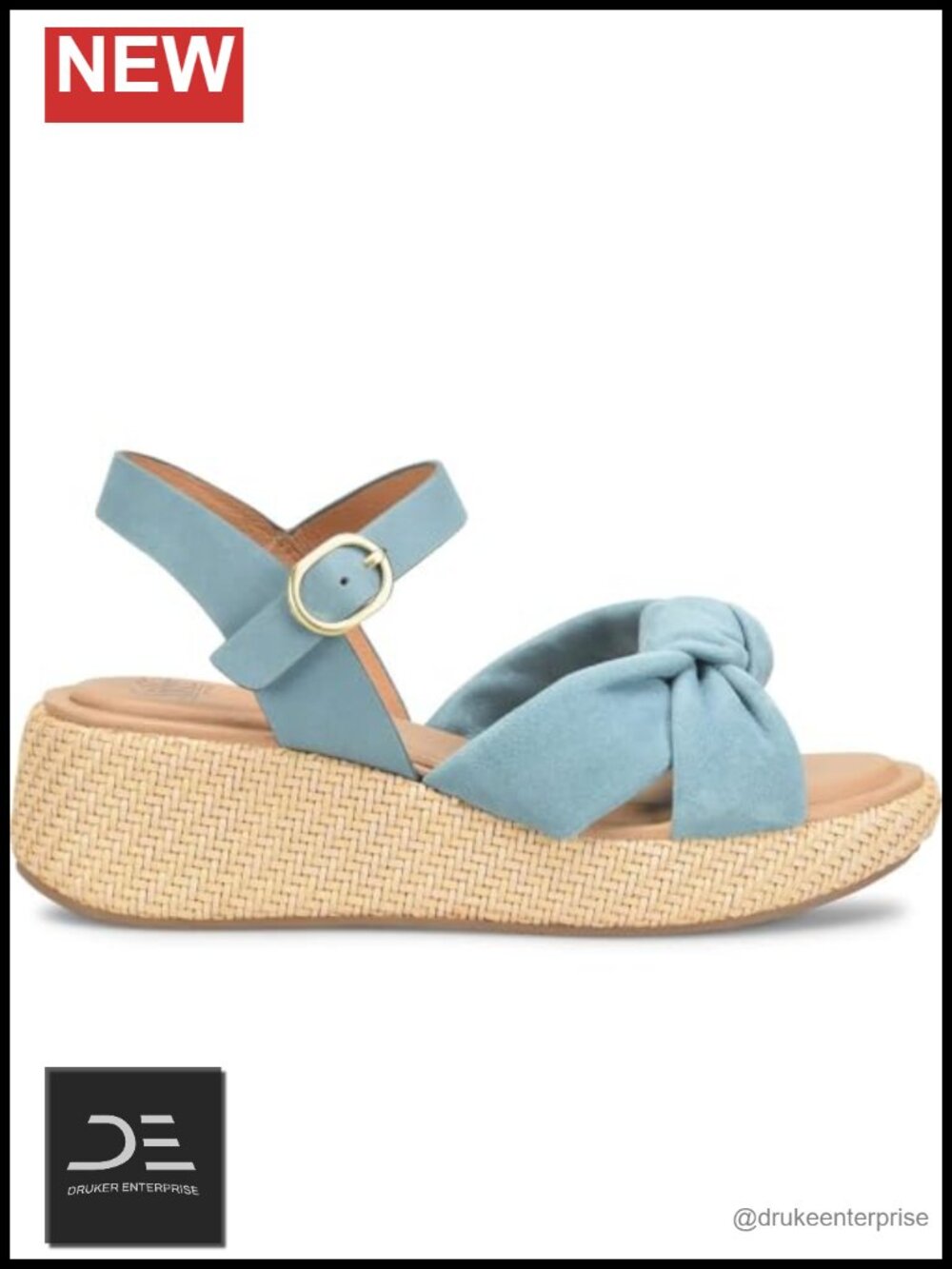 Women's Suede Ankle Strap Wedge Sandals with Adjustable Buckle